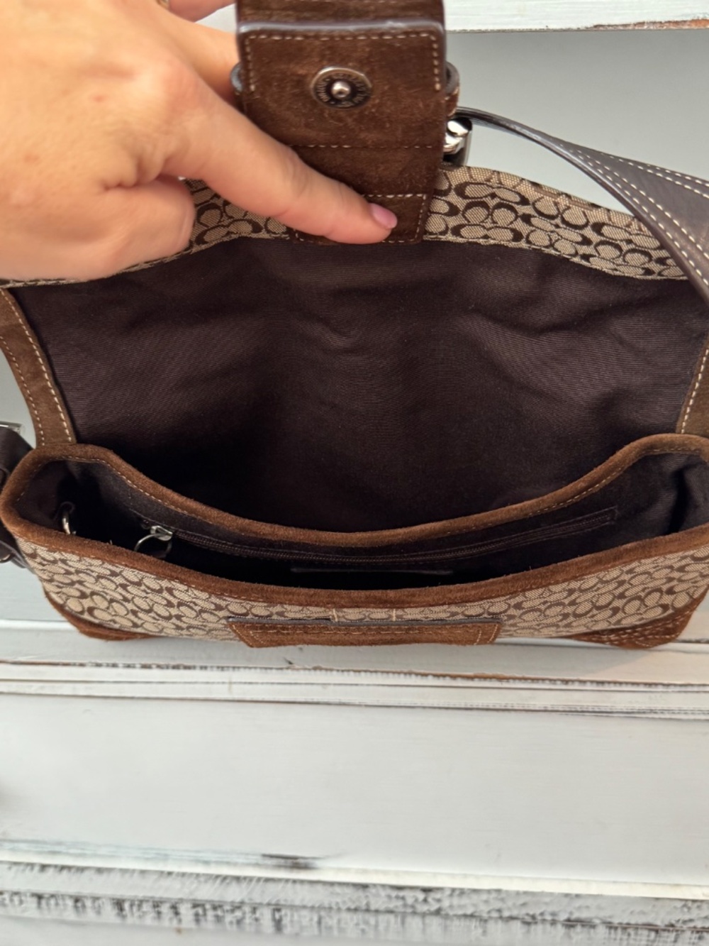 Vintage Coach Soho Signature Shoulder Bag 3628 Purse Brown Suede Buckle Y2K - Picture 11 of 11